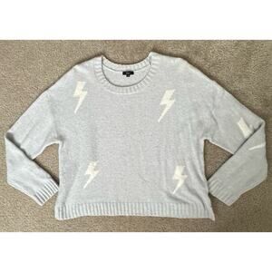 Rails Perci Cashmere Cotton Blend Baby Blue White Star Crewneck Sweater X-Large